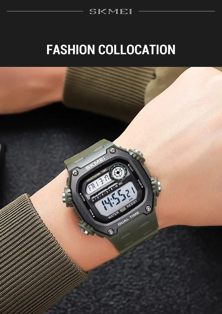 Digital Sport Watch - Waterproof Wristwatch With Countdown Timer & Alarm Function - ZOOMNSTORE