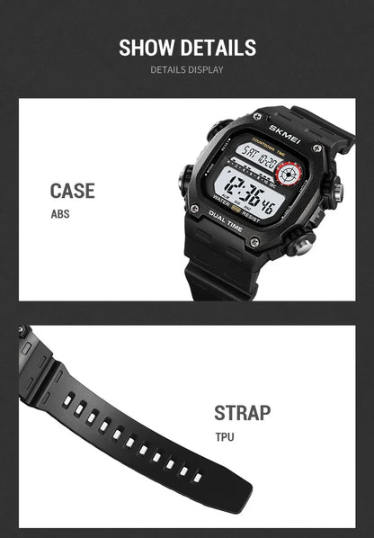 Digital Sport Watch - Waterproof Wristwatch With Countdown Timer & Alarm Function - ZOOMNSTORE