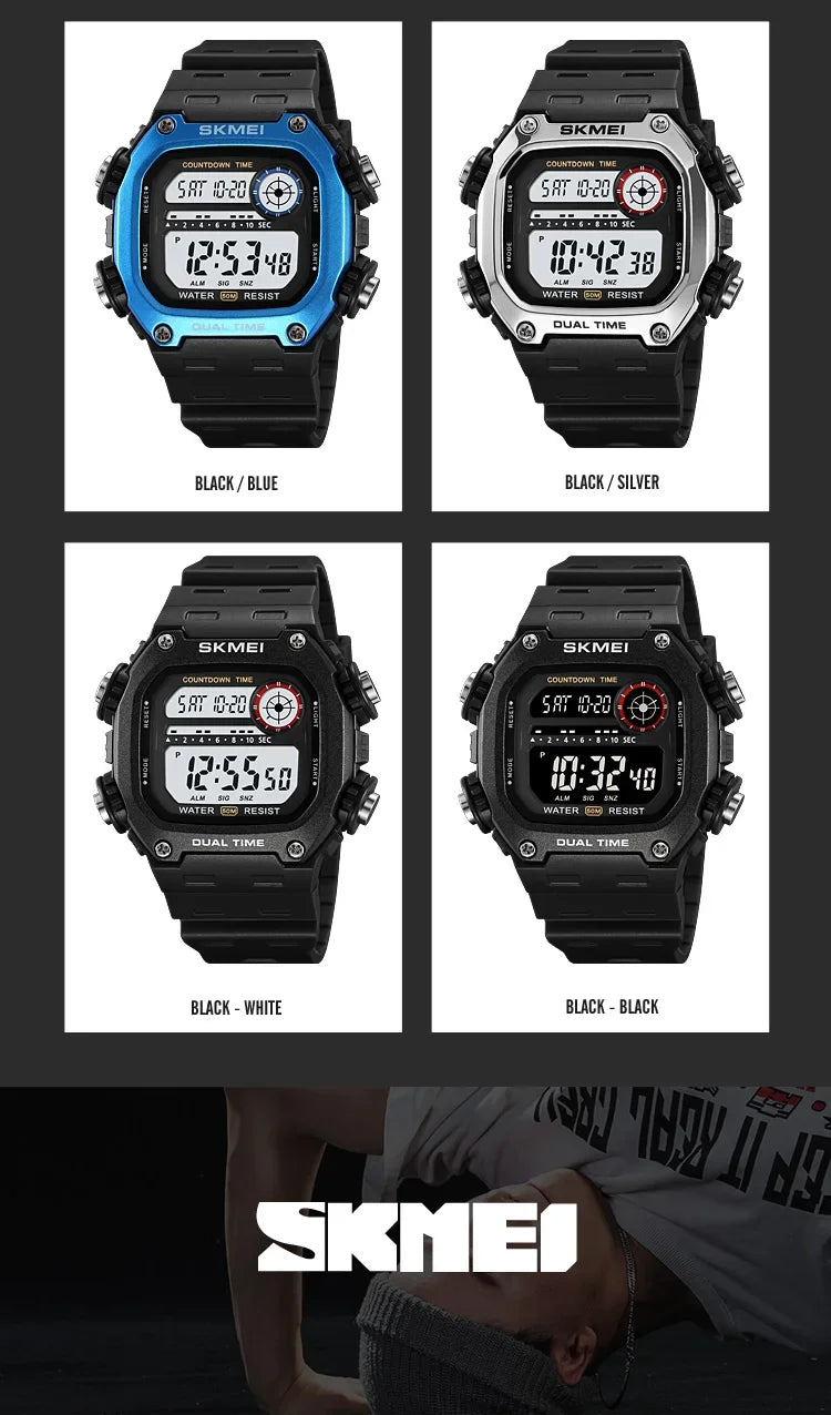Digital Sport Watch - Waterproof Wristwatch With Countdown Timer & Alarm Function - ZOOMNSTORE