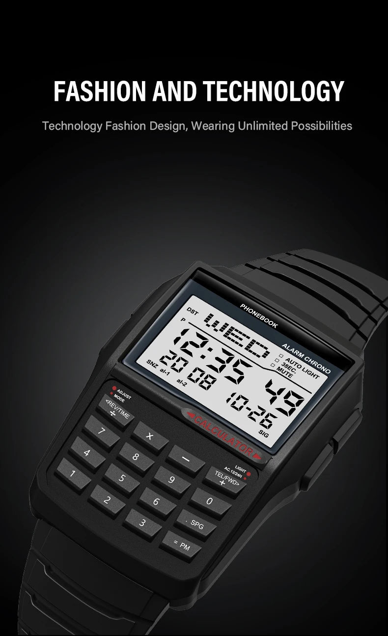 Digital Sports Watch - Men's Luxury Multifunction Calculator LED Electronic Waterproof - ZOOMNSTORE