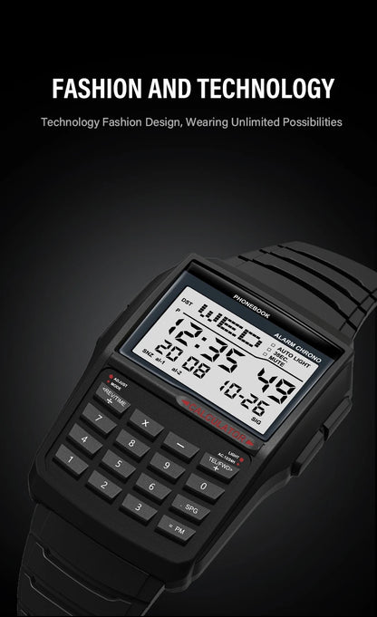 Digital Sports Watch - Men's Luxury Multifunction Calculator LED Electronic Waterproof - ZOOMNSTORE