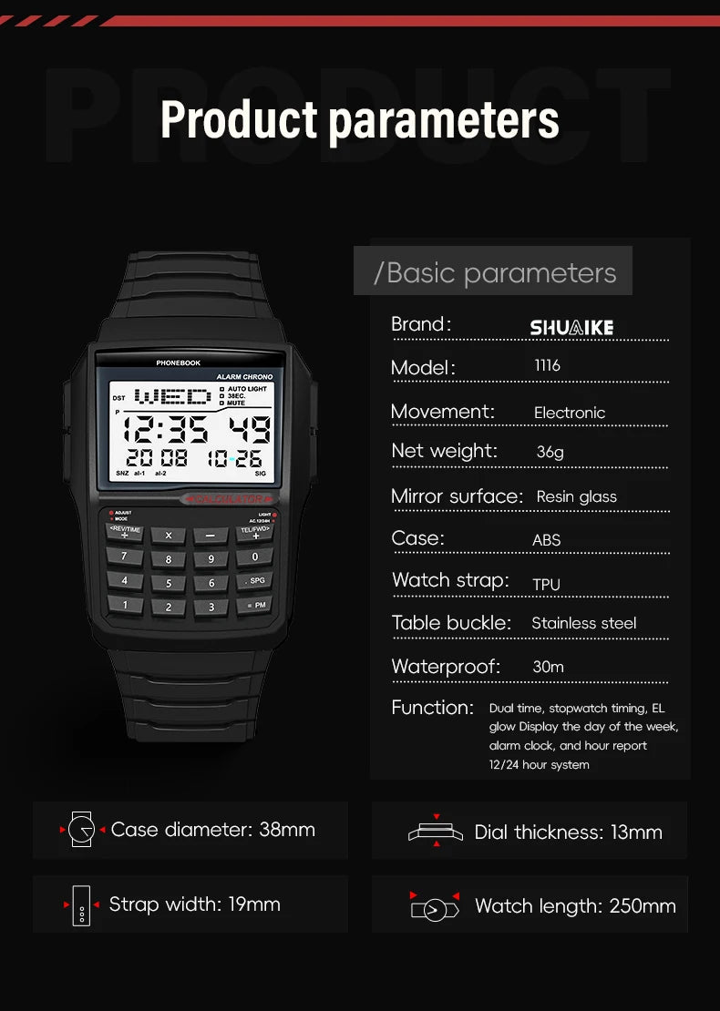 Digital Sports Watch - Men's Luxury Multifunction Calculator LED Electronic Waterproof - ZOOMNSTORE