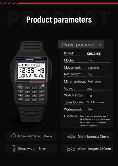 Digital Sports Watch - Men's Luxury Multifunction Calculator LED Electronic Waterproof - ZOOMNSTORE