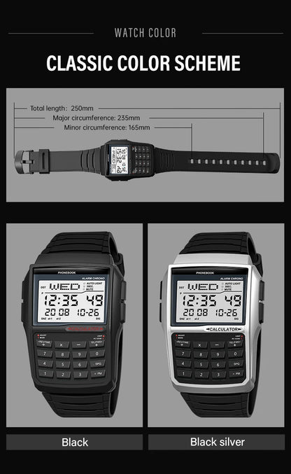 Digital Sports Watch - Men's Luxury Multifunction Calculator LED Electronic Waterproof - ZOOMNSTORE