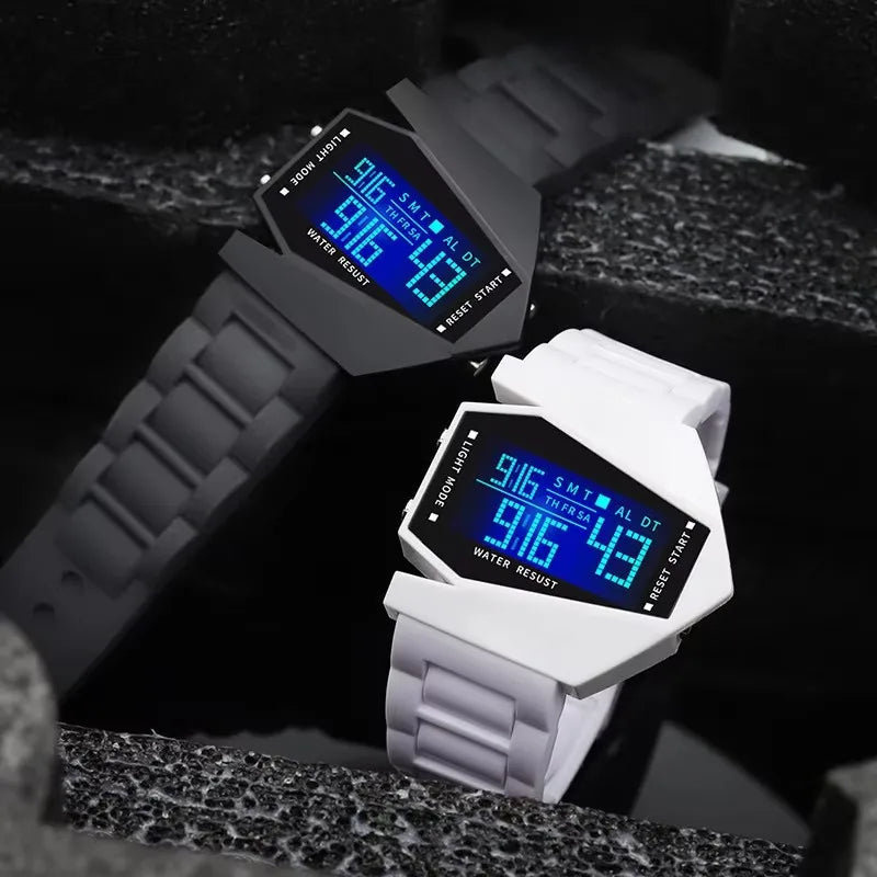 Digital Sports Watch - Multifunctional Fighter Jet Design With Alarm & Calendar - ZOOMNSTORE