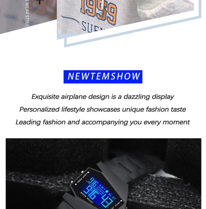 Digital Sports Watch - Multifunctional Fighter Jet Design With Alarm & Calendar - ZOOMNSTORE