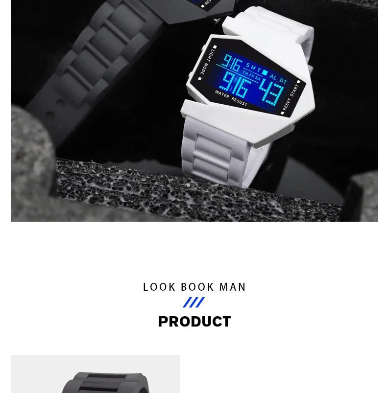 Digital Sports Watch - Multifunctional Fighter Jet Design With Alarm & Calendar - ZOOMNSTORE