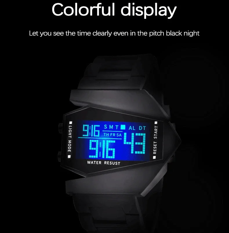 Digital Sports Watch - Multifunctional Fighter Jet Design With Alarm & Calendar - ZOOMNSTORE