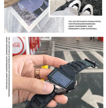 Digital Sports Watch - Multifunctional Fighter Jet Design With Alarm & Calendar - ZOOMNSTORE