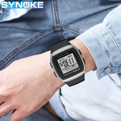 Digital Sports Watch – Retro Square Multi Function Water Resistant Watch for Boys - ZOOMNSTORE