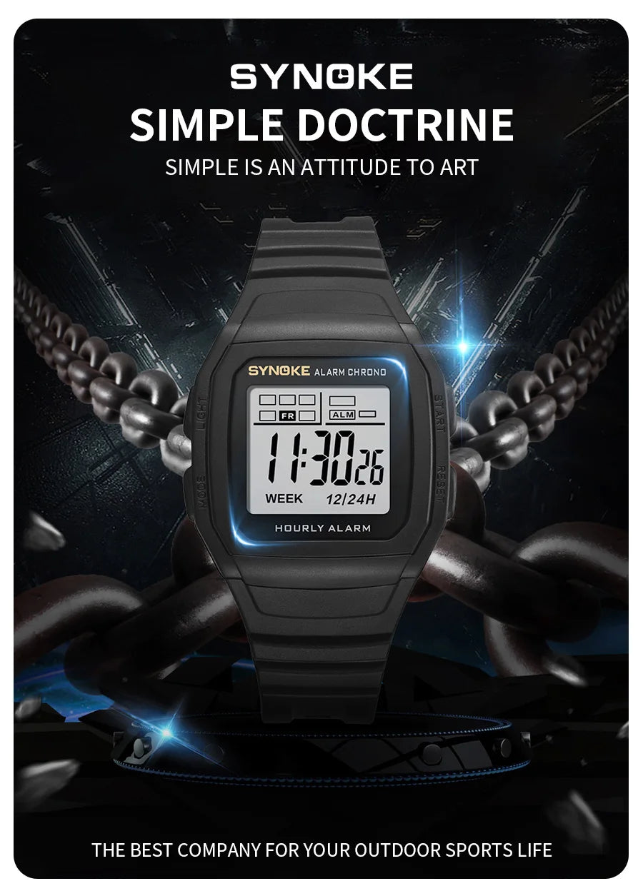 Digital Sports Watch – Retro Square Multi Function Water Resistant Watch for Boys - ZOOMNSTORE