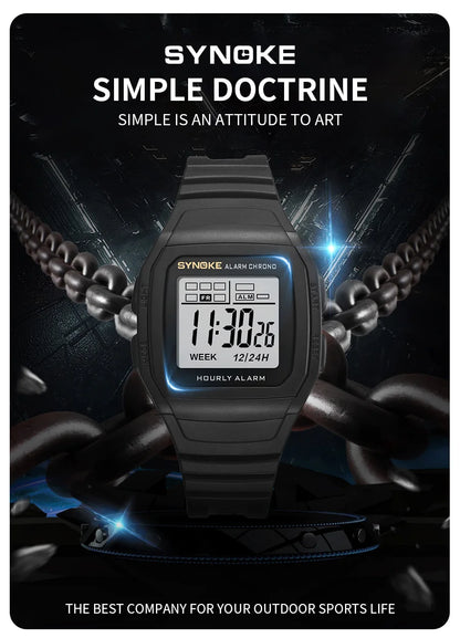 Digital Sports Watch – Retro Square Multi Function Water Resistant Watch for Boys - ZOOMNSTORE