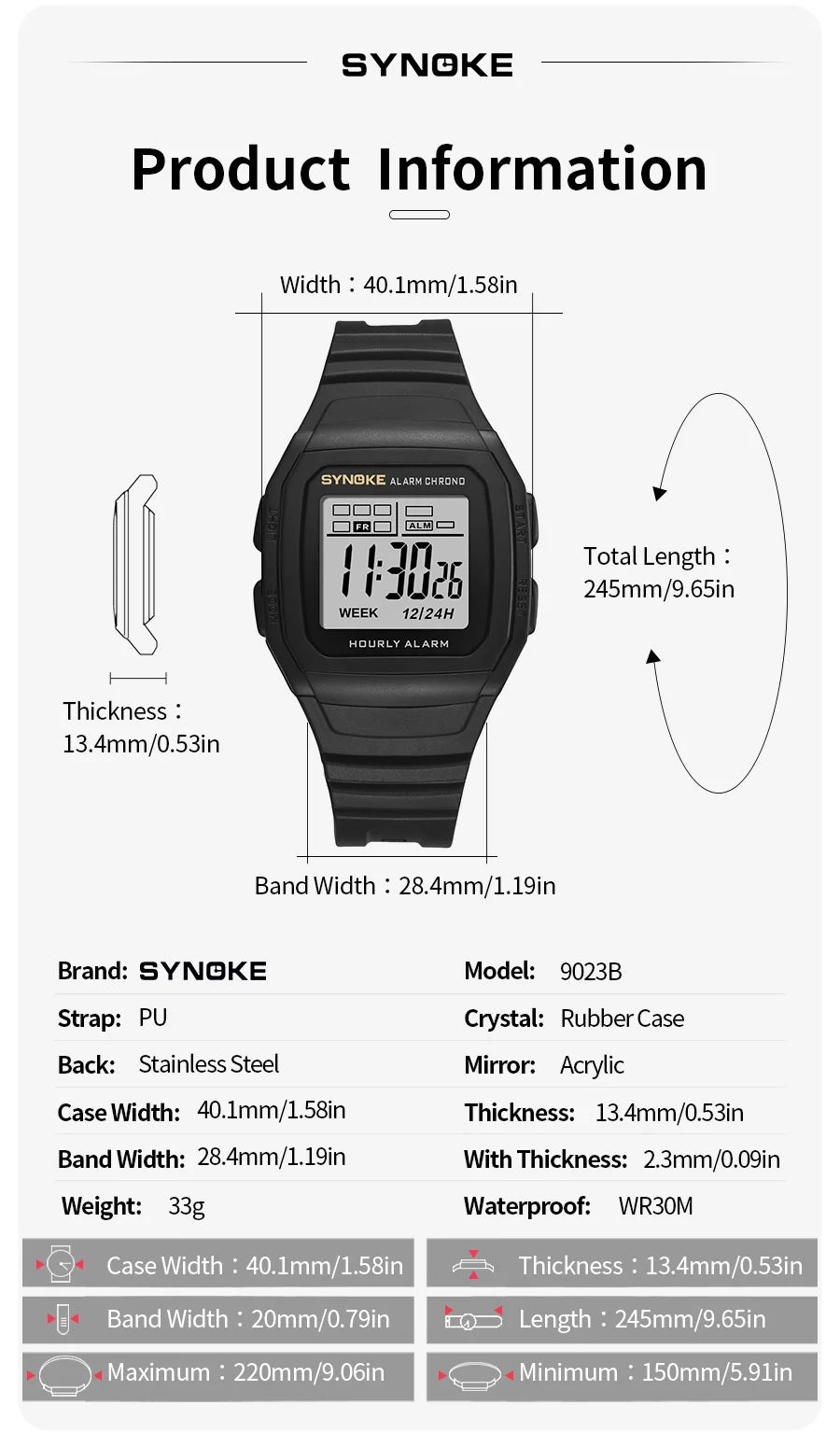 Digital Sports Watch – Retro Square Multi Function Water Resistant Watch for Boys - ZOOMNSTORE