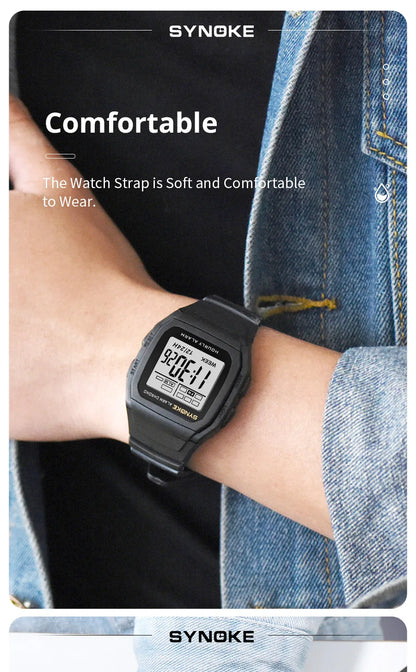 Digital Sports Watch – Retro Square Multi Function Water Resistant Watch for Boys - ZOOMNSTORE