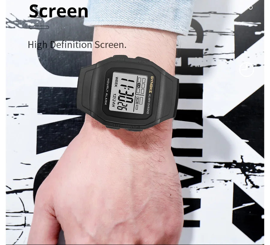 Digital Sports Watch – Retro Square Multi Function Water Resistant Watch for Boys - ZOOMNSTORE