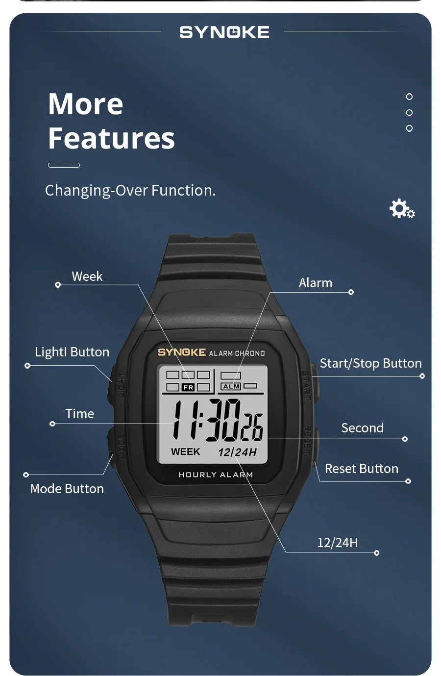 Digital Sports Watch – Retro Square Multi Function Water Resistant Watch for Boys - ZOOMNSTORE