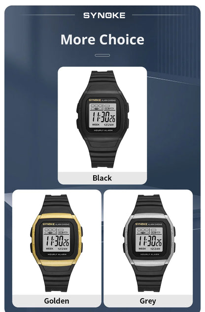 Digital Sports Watch – Retro Square Multi Function Water Resistant Watch for Boys - ZOOMNSTORE