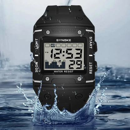 Digital Sports Watch - Waterproof Large Screen Square Dial Men's Electronic Timepiece - ZOOMNSTORE