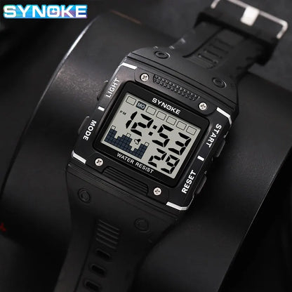 Digital Sports Watch - Waterproof Large Screen Square Dial Men's Electronic Timepiece - ZOOMNSTORE