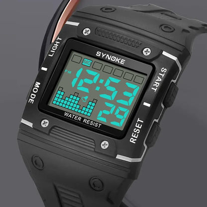 Digital Sports Watch - Waterproof Large Screen Square Dial Men's Electronic Timepiece - ZOOMNSTORE