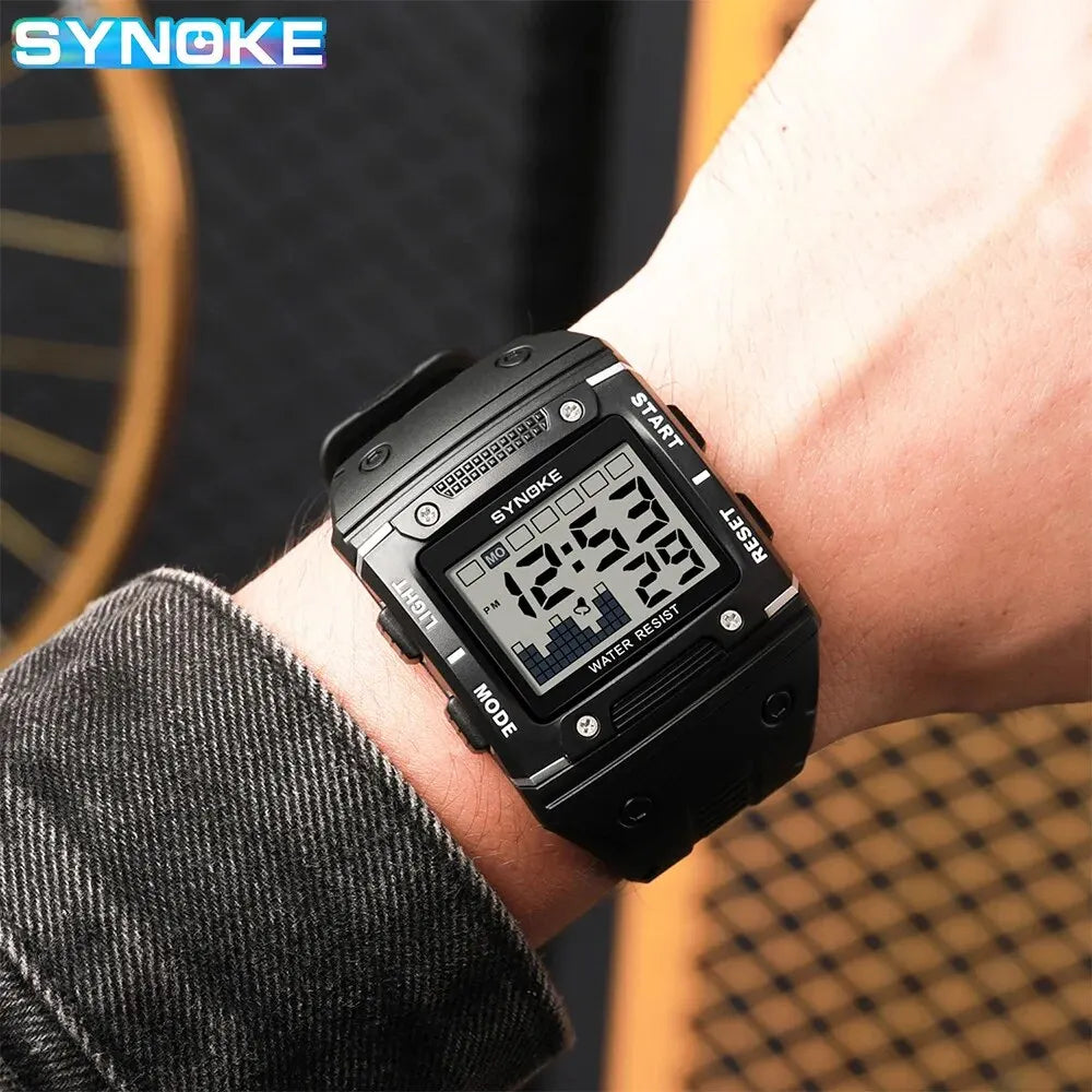 Digital Sports Watch - Waterproof Large Screen Square Dial Men's Electronic Timepiece - ZOOMNSTORE