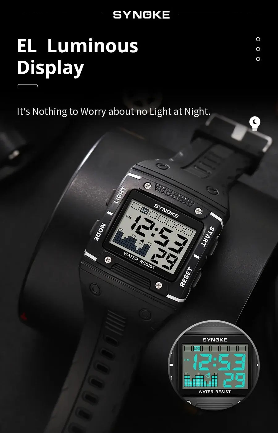 Digital Sports Watch - Waterproof Large Screen Square Dial Men's Electronic Timepiece - ZOOMNSTORE