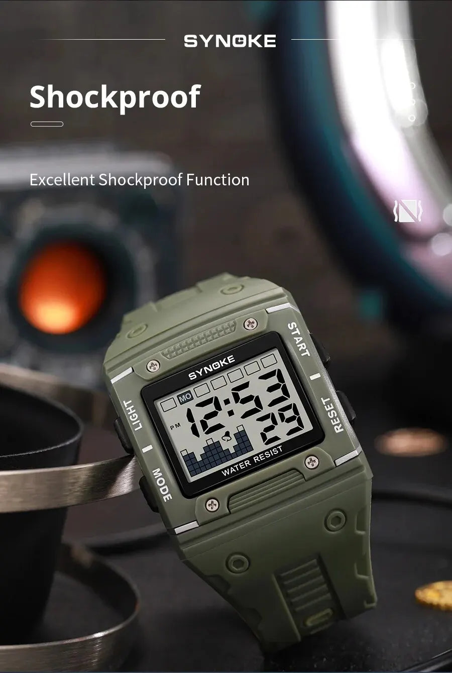 Digital Sports Watch - Waterproof Large Screen Square Dial Men's Electronic Timepiece - ZOOMNSTORE