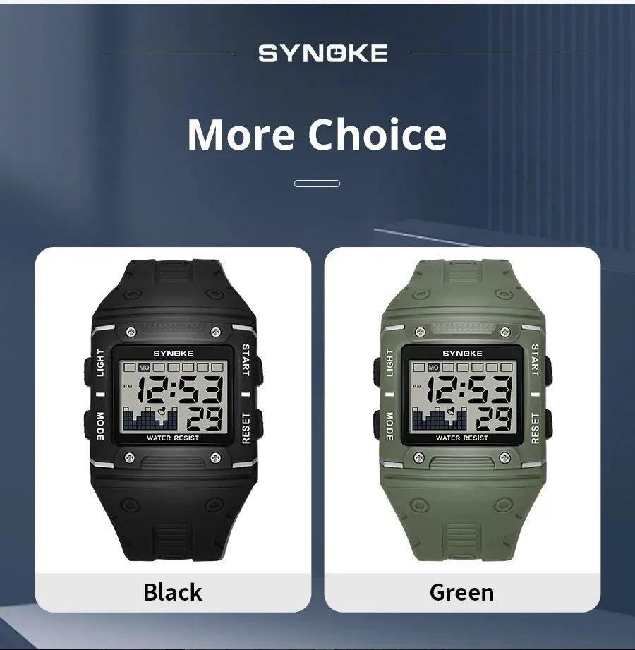 Digital Sports Watch - Waterproof Large Screen Square Dial Men's Electronic Timepiece - ZOOMNSTORE