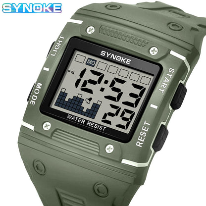 Digital Sports Watch - Waterproof Large Screen Square Dial Men's Electronic Timepiece - ZOOMNSTORE