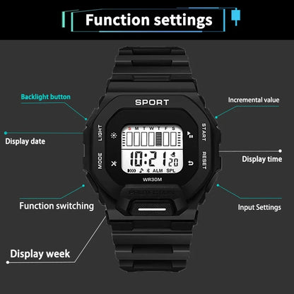 Digital Sports Watch - Waterproof Military LED Display Outdoor Fitness Wristwatch - ZOOMNSTORE
