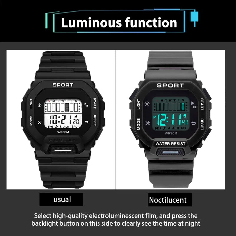 Digital Sports Watch - Waterproof Military LED Display Outdoor Fitness Wristwatch - ZOOMNSTORE