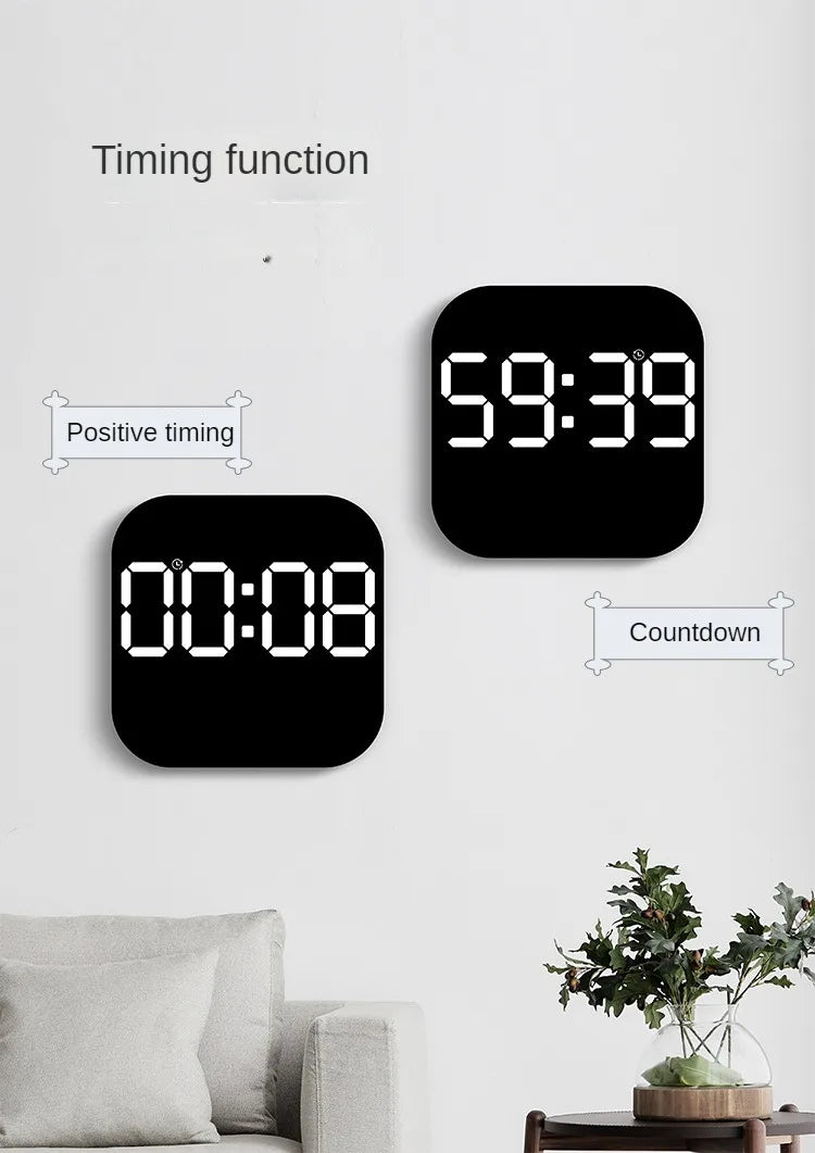Digital Wall Clock with Temperature and Date - LED Alarm Clock 1224H Remote Control - ZOOMNSTORE