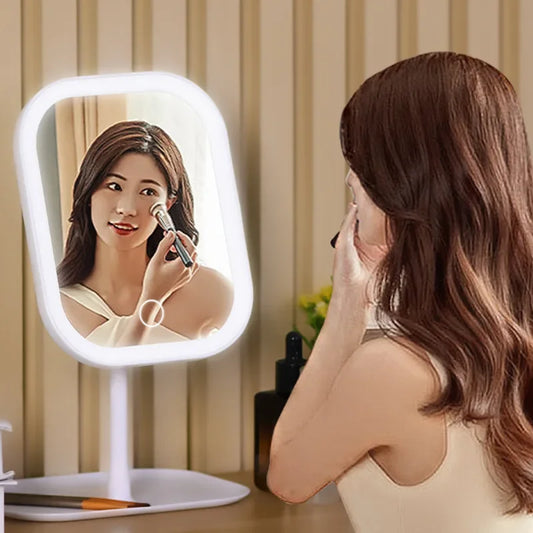 Dimmable Makeup Mirror – LED Vanity Mirror With 3 Color Lights | Touch Control Desktop Beauty Mirror - ZOOMNSTORE