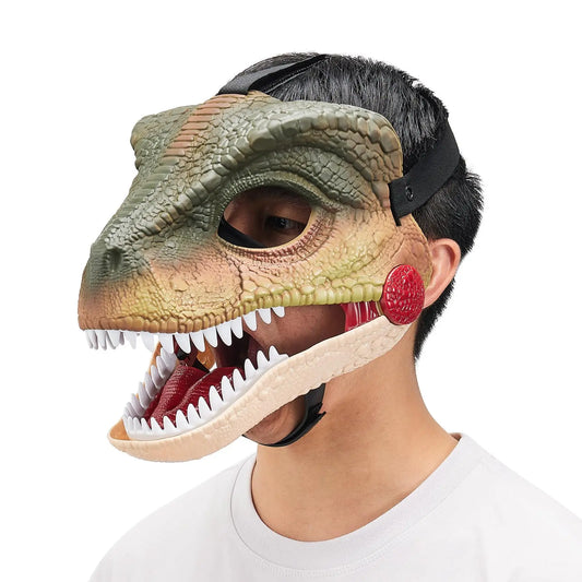 Funny Dinosaur Mask Dino Mask Moving Jaw Halloween Mask Dinosaur Head Face Mask Movable Mouth Party Cosplay Props - ZOOMNSTORE
