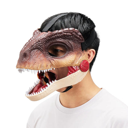 Funny Dinosaur Mask Dino Mask Moving Jaw Halloween Mask Dinosaur Head Face Mask Movable Mouth Party Cosplay Props - ZOOMNSTORE