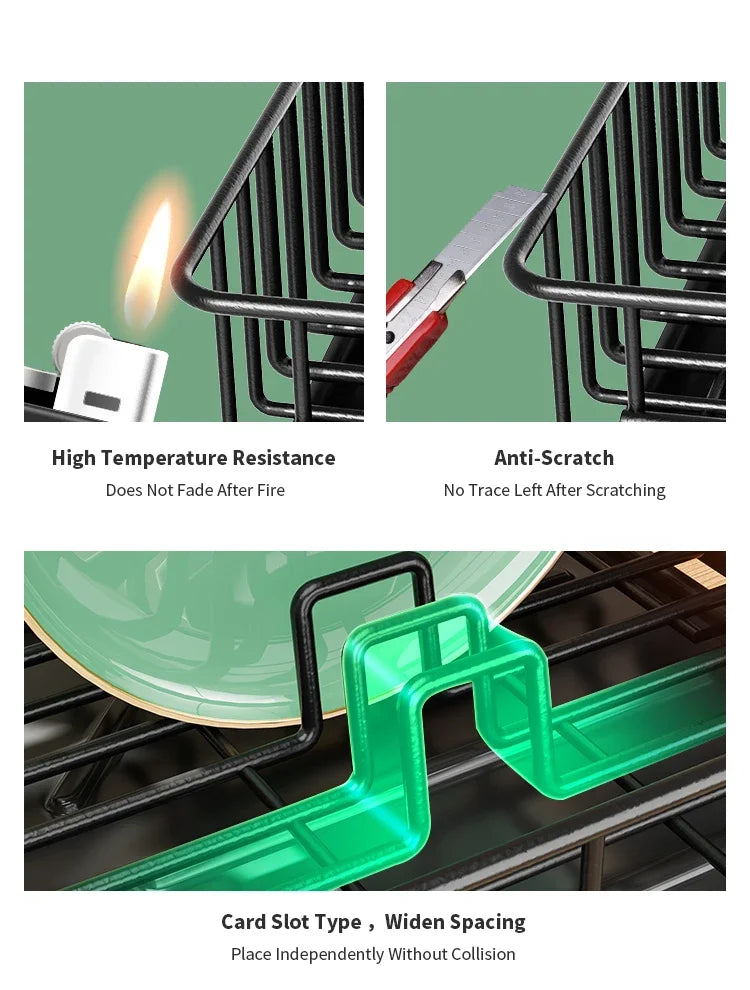 Dish Draining Rack - Kitchen Cutlery Holder with Drain Tray and Cup Storage - ZOOMNSTORE