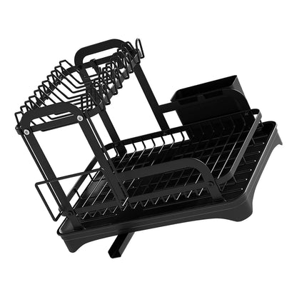 2-Tier Dish Drying Rack - Kitchen Storage Organizer with Drain Basket - ZOOMNSTORE