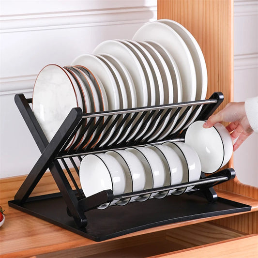 Dish Drying Rack - Kitchen Organizer Plastic Plate Drying Shelf | Foldable Sink Storage Stand - ZOOMNSTORE