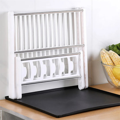 Dish Drying Rack - Kitchen Organizer Plastic Plate Drying Shelf | Foldable Sink Storage Stand - ZOOMNSTORE