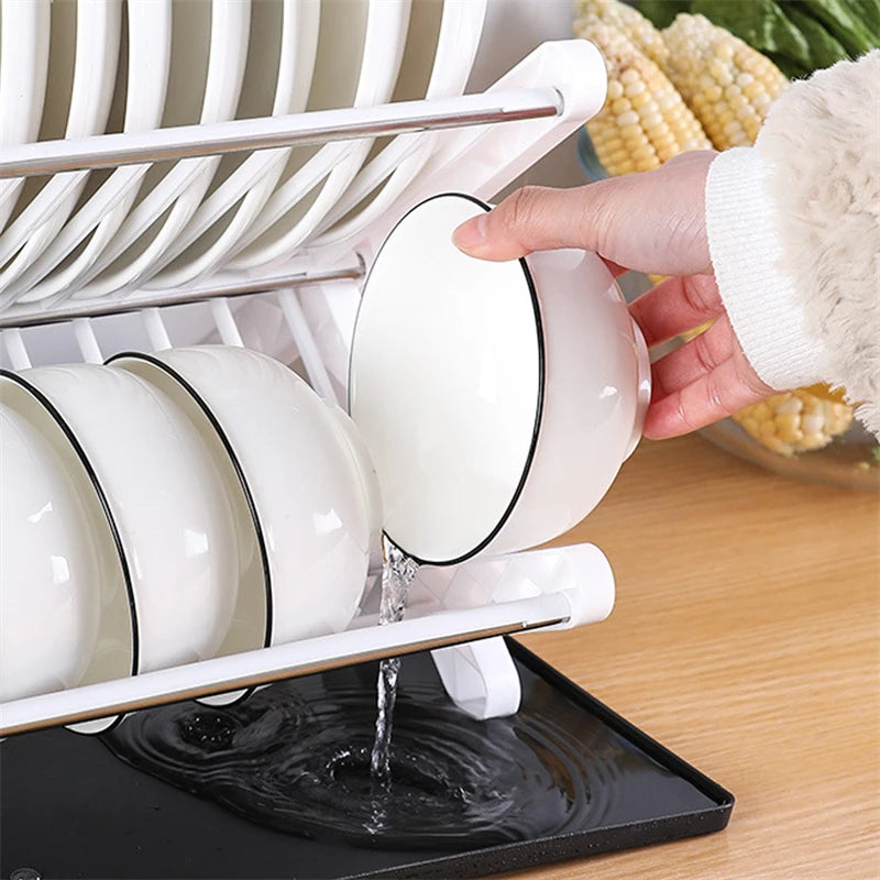 Dish Drying Rack - Kitchen Organizer Plastic Plate Drying Shelf | Foldable Sink Storage Stand - ZOOMNSTORE