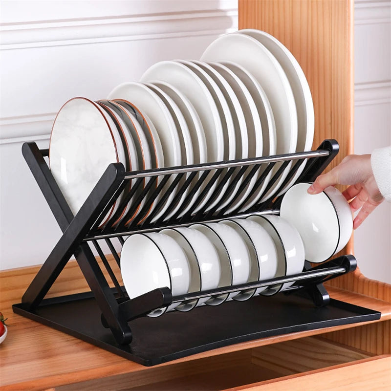 Dish Drying Rack - Kitchen Organizer Plastic Plate Drying Shelf | Foldable Sink Storage Stand - ZOOMNSTORE