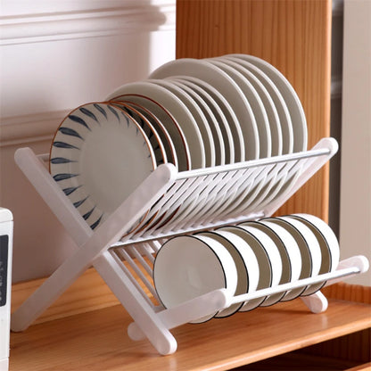 Dish Drying Rack - Kitchen Organizer Plastic Plate Drying Shelf | Foldable Sink Storage Stand - ZOOMNSTORE