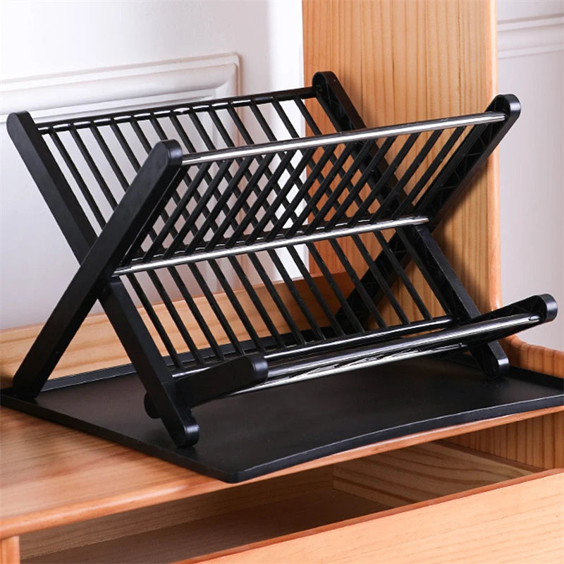Dish Drying Rack - Kitchen Organizer Plastic Plate Drying Shelf | Foldable Sink Storage Stand - ZOOMNSTORE