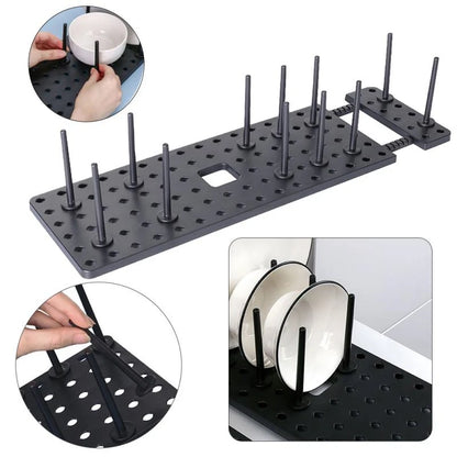 Dish Drying Rack - Kitchen Organizer Plastic Plate Drying Shelf | Foldable Sink Storage Stand - ZOOMNSTORE
