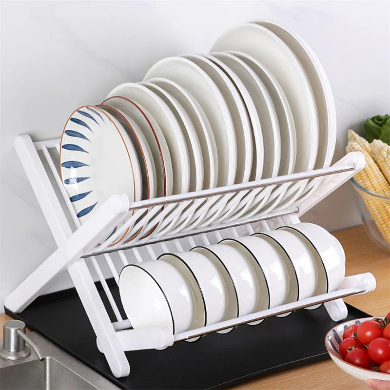 Dish Drying Rack - Kitchen Organizer Plastic Plate Drying Shelf | Foldable Sink Storage Stand - ZOOMNSTORE