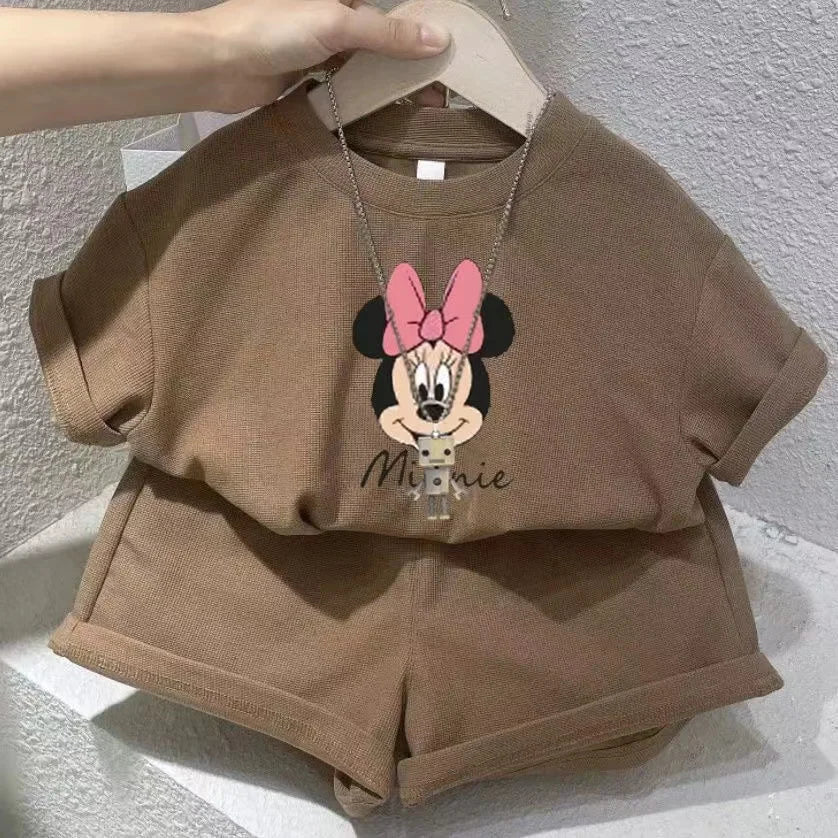 Disney Baby Girls Summer Outfit - Printed T-Shirt  Shorts Set - ZOOMNSTORE