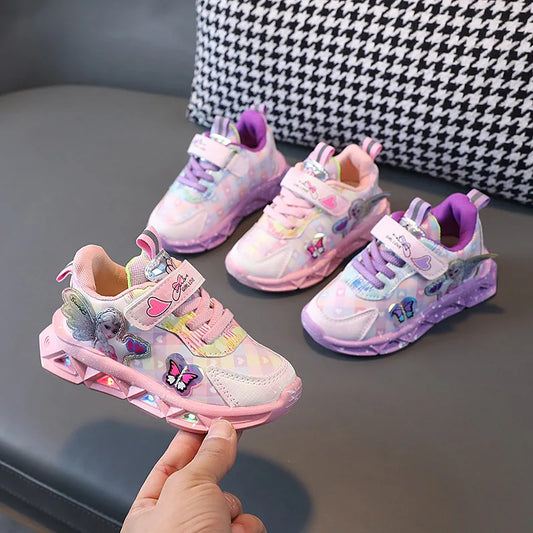 Disney Frozen LED Sneakers - Light-Up Casual Shoes for Girls - ZOOMNSTORE