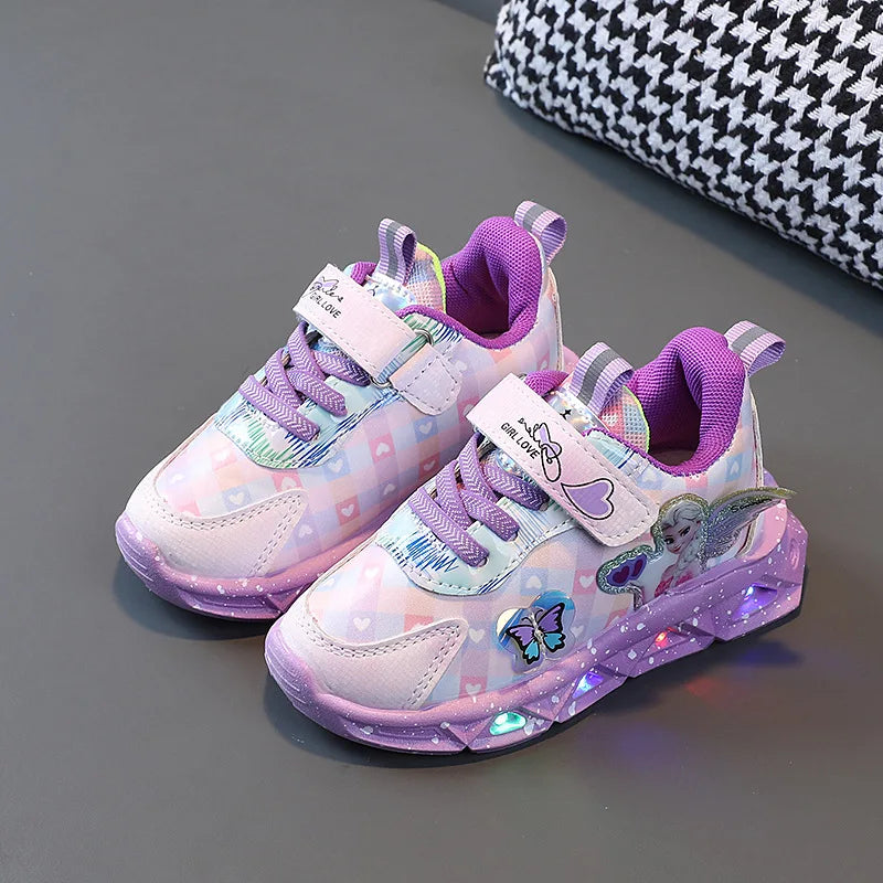 Disney Frozen LED Sneakers - Light-Up Casual Shoes for Girls - ZOOMNSTORE