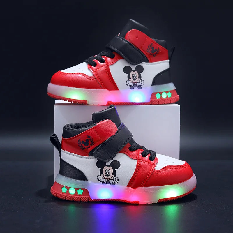 Disney Mickey Mouse LED Sneakers - Girls Casual Sports Shoes for Ages 1-6 - ZOOMNSTORE