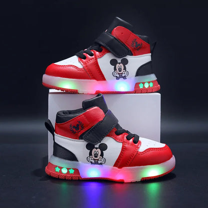 Disney Mickey Mouse LED Sneakers - Girls Casual Sports Shoes for Ages 1-6 - ZOOMNSTORE